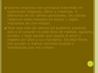 Influencia en la transmisión de valores religiosos